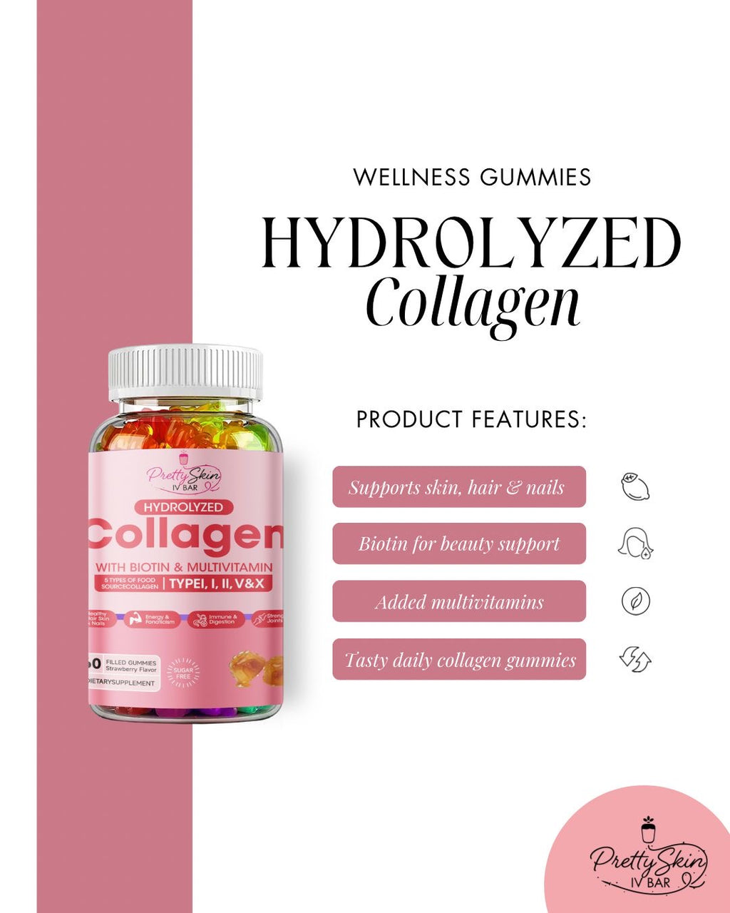 Premium collagen beauty gummies with biotin and multivitamins for radiant skin